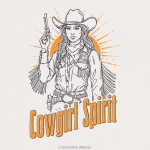 Cowgirl Spirit Png, Stile Cowgirl Retro Png, Maglietta Western Vintage Png, Download Digitale Paese, Grafica Maglietta Sublimazione Png