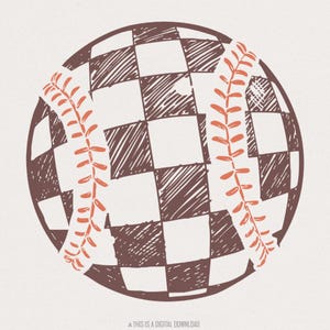 Baseball rétro PNG, clipart baseball damier, motifs par sublimation, coquette de baseball vintage, game day PNG, baseball maman téléchargement immédiat