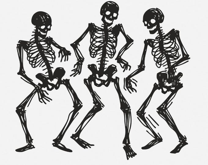 Dancing Skeletons PNG, Funny Skeleton Clipart, Gothic Digital Download, Halloween Shirt Design, Skeleton Sublimation, Dark Humor Art