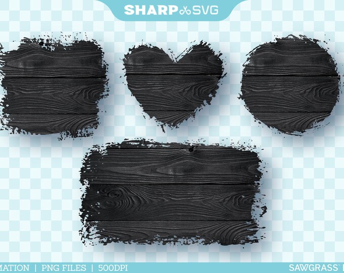Distressed Black Wood 1 Sublimation PNG | Square Heart Circle Rectangle - Sublimation Designs Downloads - Sublimation PNG