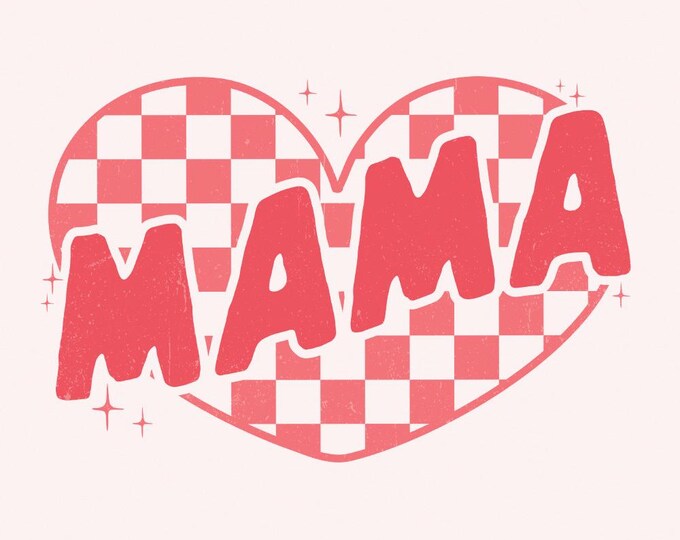 Mama Checkered Heart PNG, Valentines Day PNG, Mama Valentine png, Retro Valentine png, Checkered Mama PNG, Sublimation Designs