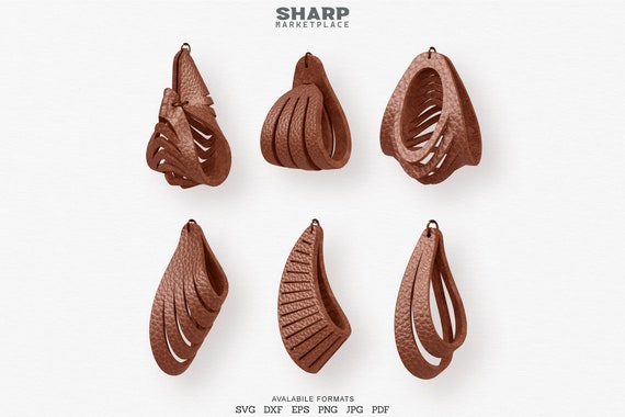 Sculpted Earring SVG Bundle Leather Twisted SVG Pendant SVG
