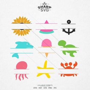 Summer SVG - Split Name Frames SVG - Summer Elements SVG - Beach svg - Summer time svg - For Cricut, Silhouette and more