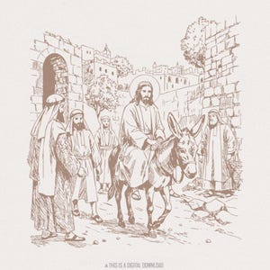 Entrée de Jésus à Jérusalem Art numérique, conception de foi chrétienne, sublimation de verset de la Bible, chemise religieuse Clipart PNG