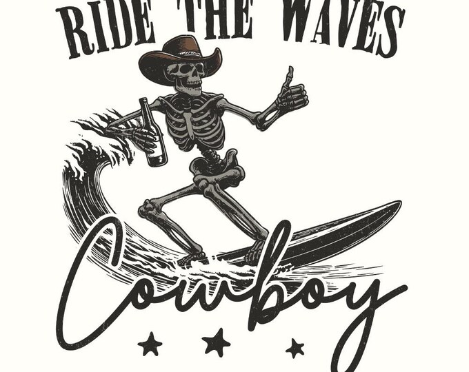 Surfing Cowboy Skeleton png, Trendy Western PNG Designs, Cowboy Summer Vibe, Beach Cowboy Sublimation, Digital Download PNG Files