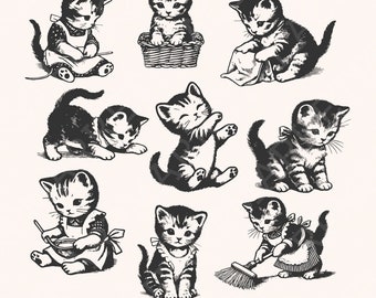 Vintage Cats Png, Retro Cat Png, Cat Tattoo Png, Funny Cat Png, Cat Tshirt Png, Cat Pattern Png, Crazy Black Cat, Cat Owner Png