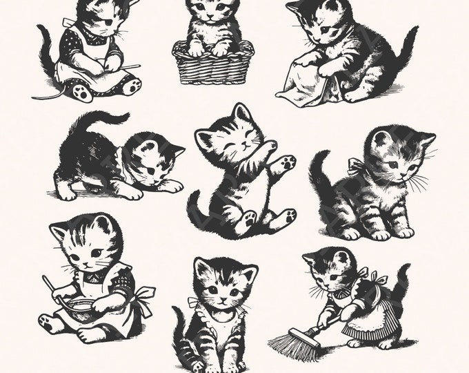 Vintage Cats Png, Retro Cat Png, Cat Tattoo Png, Funny Cat Png, Cat Tshirt Png, Cat Pattern Png, Crazy Black Cat, Cat Owner Png