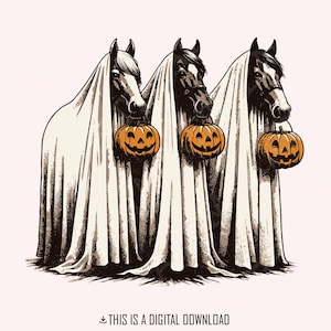 Cheval d'Halloween PNG, cheval effrayant Png, Png drôle d'Halloween, cheval mignon PNG, fantôme PNG, sublimation de cheval, téléchargement numérique, animal d'Halloween