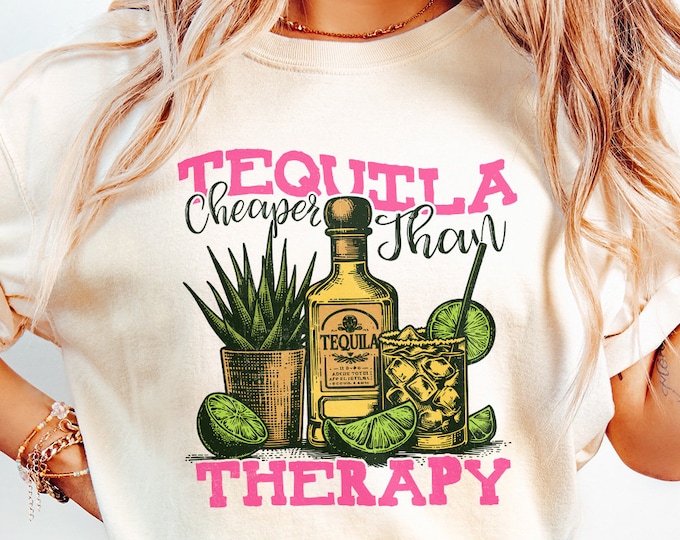 Tequila Therapy PNG, Summer Tequila Sublimation, Beach Vibes, Retro Summer, Cheaper Than Therapy, Cinco De Mayo Digital Download