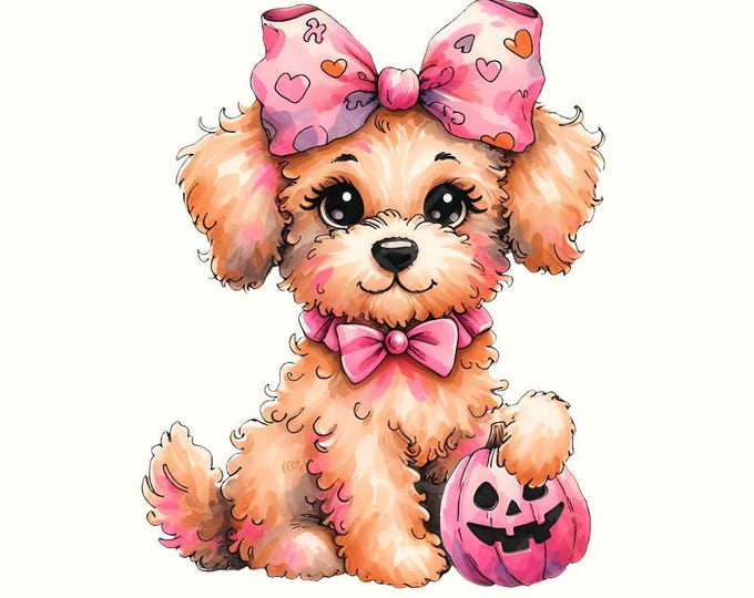 Halloween Poodle Clipart, Poodle PNG, Halloween Poodle, Ghost Poodle PNG, Halloween Dogs, Watercolor Poodle, Dog Sublimation, Halloween Dog