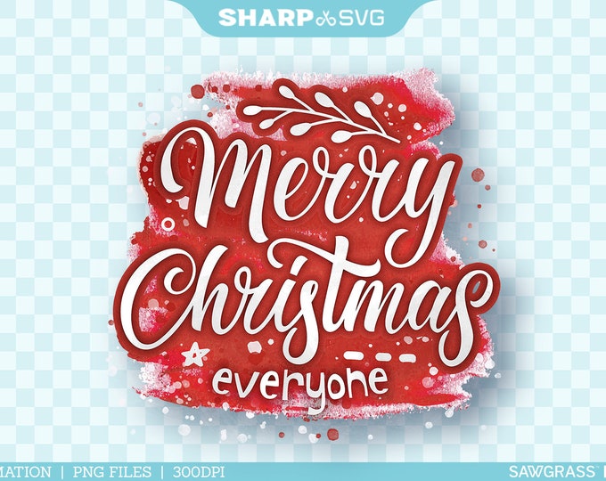 Merry Christmas PNG Sublimation - Christmas Design 4 - Christmas Sublimation - Christmas Clipart - Hand Drawn Watercolor - Sublimation Epson