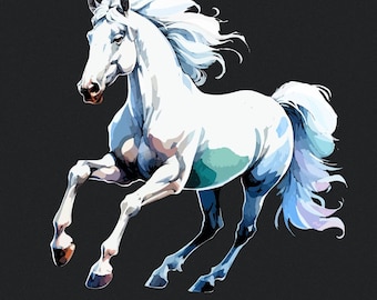 White Horse Clipart PNG Digital Download, Horse Clipart, Watercolor Painting, Digital Clipart, Clipart, Digital Paper Craft
