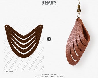 Sculpted Earring SVG, Leather Twisted SVG, Pendant SVG Tridimensional Earrings dxf 3D Leather Jewelry Laser Cut Template Commercial Use