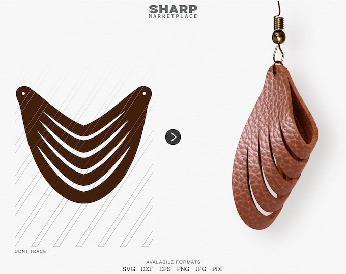 Sculpted Earring SVG, Leather Twisted SVG, Pendant SVG Tridimensional Earrings dxf 3D Leather Jewelry Laser Cut Template Commercial Use