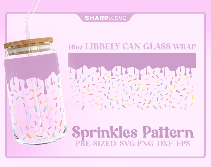 Sprinkles Pattern SVG Can Glass Wrap SVG • 16oz Glass Beer Can Cutfile • Can Template • digital files dxf eps png • Cricut • Silhouette