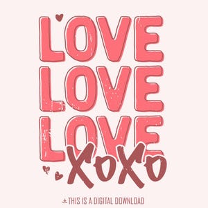 Valentijnsdag PNG, Xoxo PNG, Happy Valentines Day-sublimatie, liefdessublimatieontwerpen, rozerood ontwerp, Valentijnsdag shirtontwerp