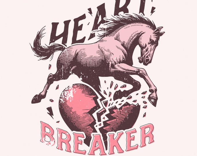 Heart Breaker PNG, Kicking Horse png, Western Sublimation, Valentines Western, Girl Valentines PNG, Rocker Girl, Broken Heart