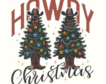 Howdy Christmas PNG, Western Christmas PNG, Retro Christmas Tree PNG, Cowgirl Christmas, Western Mama png, Merry Christmas Digital Download