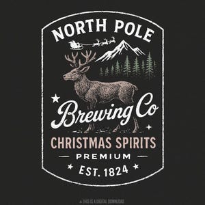 Spiriti Natalizi Premium della North Pole Brewing Co. PNG, Renna Natalizia Vintage PNG, Design Maglietta Natalizia Retrò, Maglietta Festiva Invernale