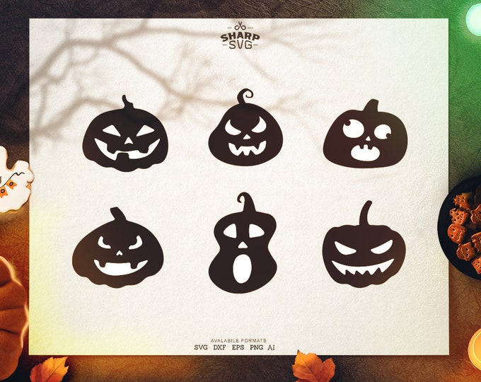 Halloween Funny Pumpkins SVG Bundle - Halloween SVG Files - Cricut cut files - Silhouette dxf files - Fall svg - Halloween cut files