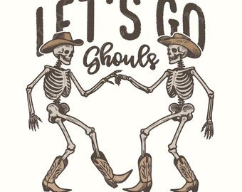 Let's Go Ghouls PNG, Halloween PNG, Ghost Halloween, Retro Halloween, Spooky Season png, Cute Ghost PNG, Funny Halloween, Dancing Skeleton