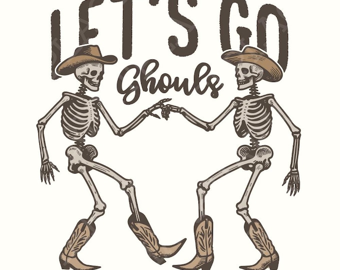 Let's Go Ghouls PNG, Halloween PNG, Ghost Halloween, Retro Halloween, Spooky Season png, Cute Ghost PNG, Funny Halloween, Dancing Skeleton