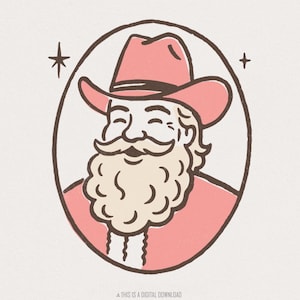 Cowboy PNG, Western PNG, Natale PNG, Babbo Natale vintage, Arte festiva retrò, Clipart di Babbo Natale cowboy, Uomo barbuto digitale, Natale rustico