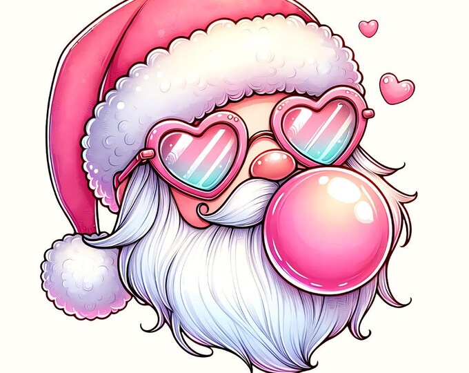 Retro Santa Christmas PNG, Vintage Santa Digital Download, Pink Christmas, Coquette, Holiday Vibes, Christmas Design, Sublimation, Trendy