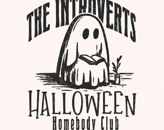 Vintage Halloween Homebody Club PNG, Retro Mid Century Modern Introvert PNG, Spooky Season Sublimation, Funny Autumn, Digital Download