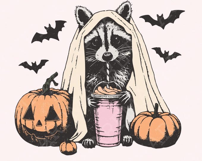 Cute Raccoon Ghost PNG, Halloween png, Spooky Season PNG, Sublimation Designs, Digital Download PNG, Trending png, Mug Design