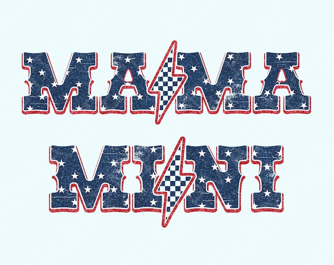 American Mama and Mini PNG, 4th of July, Independence Day, Patriotic Sublimation Design, USA Retro America, Digital Download