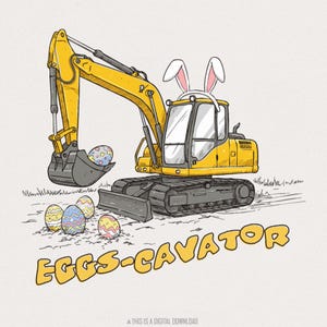 Uova-Cavator PNG, Buona Pasqua PNG, Retro Pasqua png, Bambini di Pasqua PNG, Escavatore Pasqua, Giorno di Pasqua png, Coniglietto di Pasqua png