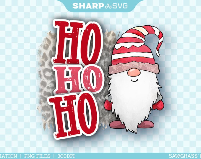 Ho Ho Ho PNG Sublimation - Christmas Gnome Design - Ho Ho Ho Christmas 3 - Christmas Clipart - Hand Drawn Watercolor - Sublimation Epson