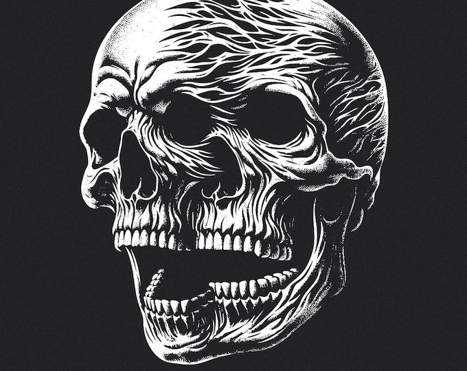 Skull Art PNG, Gothic Skeleton Design, Halloween Sublimation, Dark Aesthetic, Horror Digital Download, Spooky Skeleton, Modern Horror Art