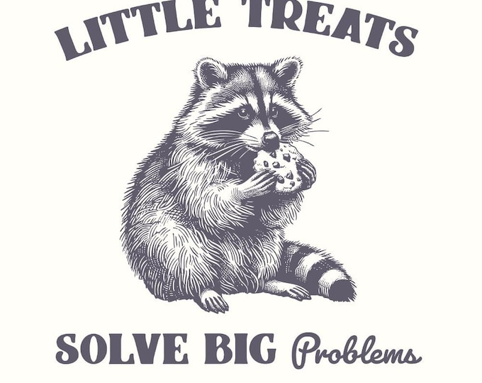 Little Treats Solve Big Problems PNG, Funny Raccoon PNG, Trash Panda png, Cute Racoons, Depression Meme, Funny Graphic, Instant Download
