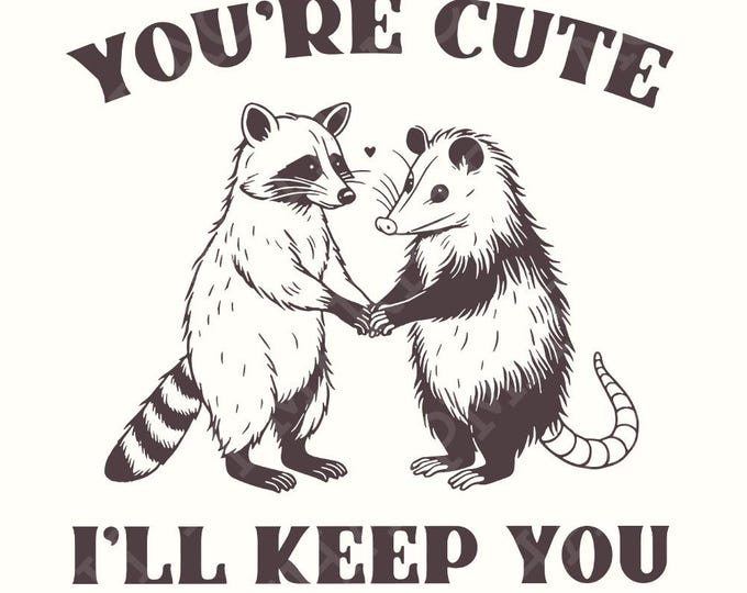 You're Weird I'll Keep You PNG, Funny Retro Raccoon Opossum Design, Sarcastic Animal, Printable Art, Sublimation Vintage Funny Tshirt Design