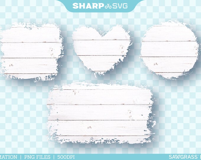 Distressed White Wood 1 Sublimation PNG | Square Heart Circle Rectangle - Sublimation Designs Downloads - Sublimation PNG