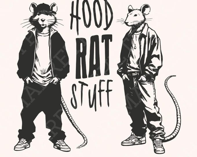 Hood Rat Stuff Digital Download, Printable Graphic, Transparent PNG, T-Shirt Graphic, Sublimation PNG, Instant Download, Commercial Use