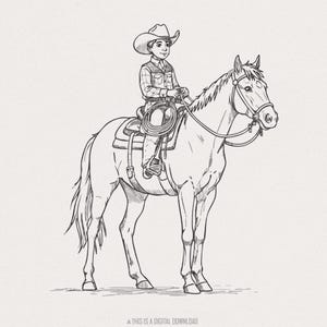 Baby Cowboy Ride, Cute Western PNG Clipart, Drawn Sublimation, Retro Rodeo Cowboy, Baby Milestone, Western Sublimation