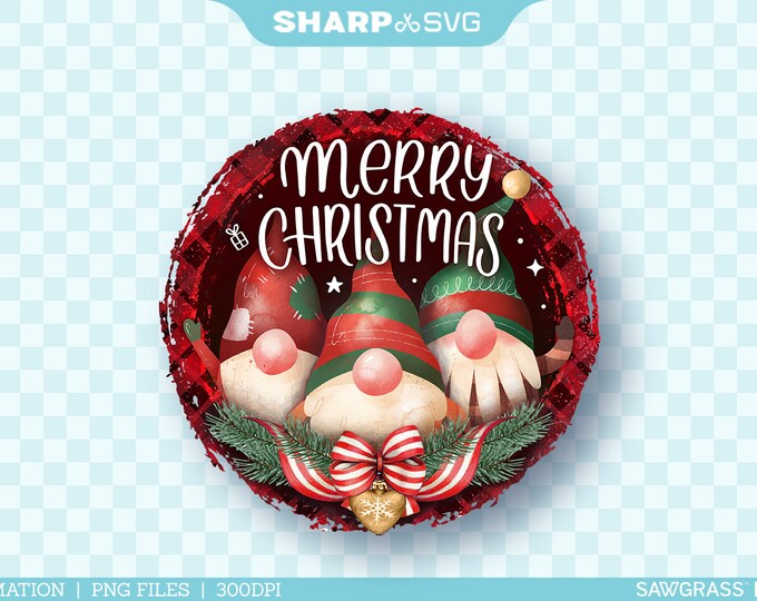 Merry Christmas Gnome PNG - Christmas Sublimation Design 3 - Gnome Christmas PNG - Christmas Clipart - Hand Drawn Watercolor - Sublimation