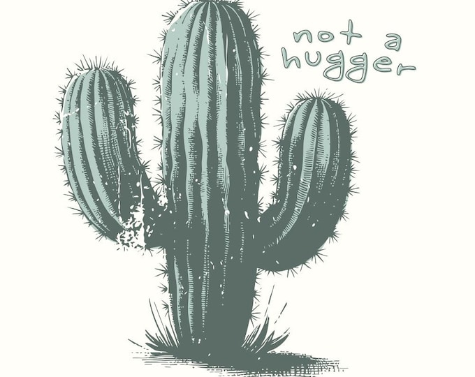 Not a Hugger PNG, Cactus PNG, Sublimation Design, Instant Download, Retro PNG, Funny Shirt Design, Sassy Shirt Print, Boho png
