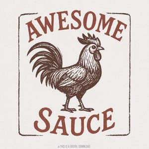Super Sauce coq PNG, drôle d'animal de ferme PNG, impression d'Art cuisine rétro, sublimation gourmande vintage, ferme en détresse téléchargement