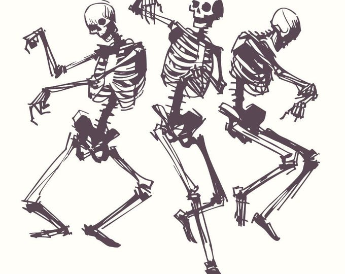 Dancing Skeletons PNG, Funny Skeleton Design, Spooky Digital Download, Halloween Sublimation, Skeleton Clipart, Gothic Graphic Art