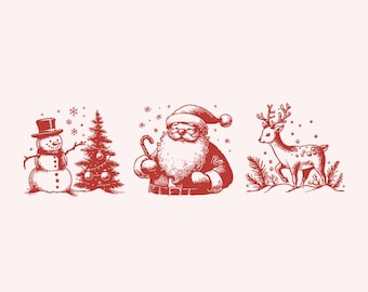Retro Christmas PNG, Vintage Graphic png, Christmas Shirt PNG, Santa Claus png, Snowman, Trendy Christmas PNG, Merry Xmas png