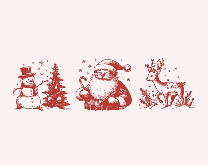 Retro Christmas PNG, Vintage Graphic png, Christmas Shirt PNG, Santa Claus png, Snowman, Trendy Christmas PNG, Merry Xmas png