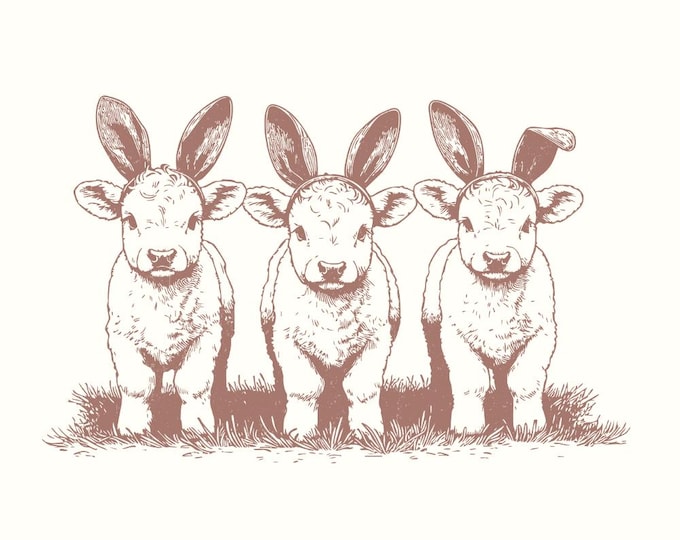 Easter Highland Cow Png, Easter Bunny Png, Cute Cow Easter Design, Retro Easter Png, Sublimation Download, Western Easter Vibes, Digital Png