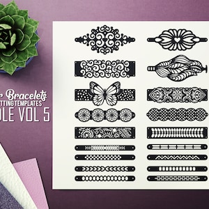 Leather Bracelet SVG - VOL 5 Bundle -  Cuff Bracelet - Leather Bracelet - Cutting Template - Leather Jewelry Templates Cut Files Laser DXF