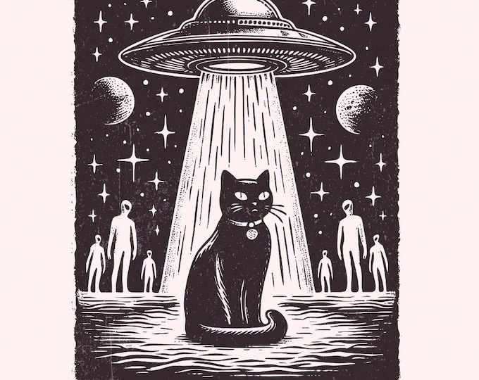 UFO Cat PNG, Funny Cat Shirt, Space Cat Meme, Alien png, Cat UFO Design, Retro Spaceship png, Cat Lover Gift, Trendy Meme Digital File