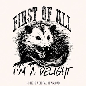 Tout d'abord, je suis un délice Png, Possum Png en colère, amant d'opossum, téléchargement numérique, Opossum Png drôle, possum lover Png, sarcastique png