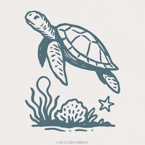 Sea Turtle PNG Clipart, Ocean Animal Illustration, Marine Life Art, Printable Wall Decor, Underwater Design, Digital Sea Turtle PNG